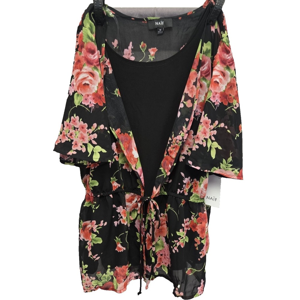 Naif Floral Sheer Blouse SZ M NWT